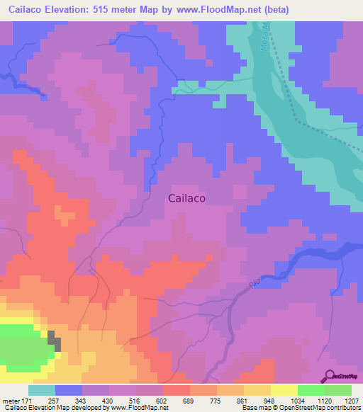 Cailaco,East Timor Elevation Map