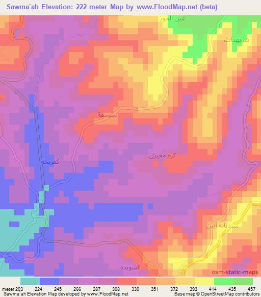 Sawma`ah,Syria Elevation Map