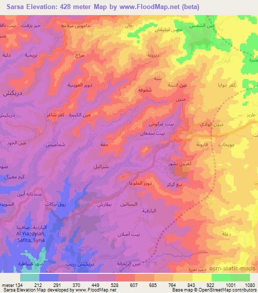 Sarsa,Syria Elevation Map