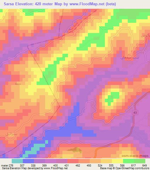 Sarsa,Syria Elevation Map