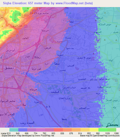 Siqba,Syria Elevation Map