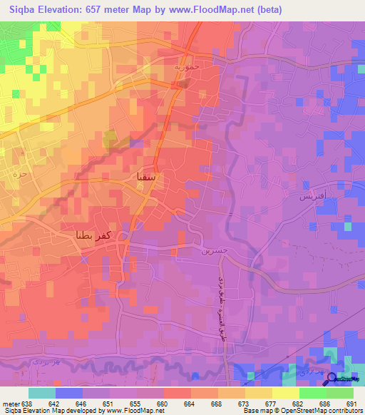 Siqba,Syria Elevation Map