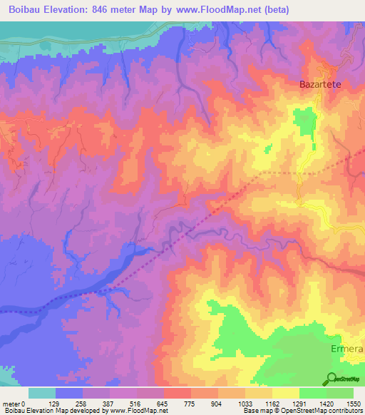 Boibau,East Timor Elevation Map