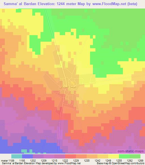 Samma' al Bardan,Syria Elevation Map
