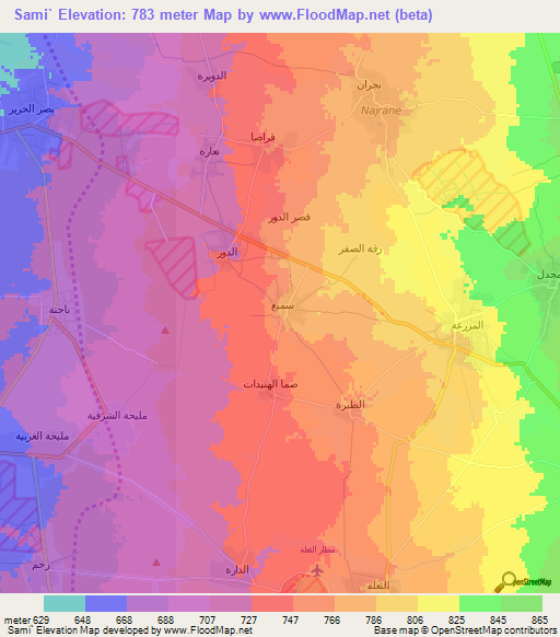 Sami`,Syria Elevation Map
