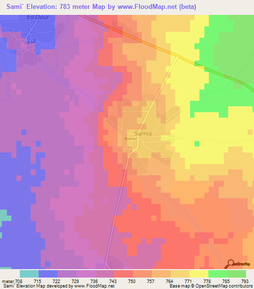 Sami`,Syria Elevation Map
