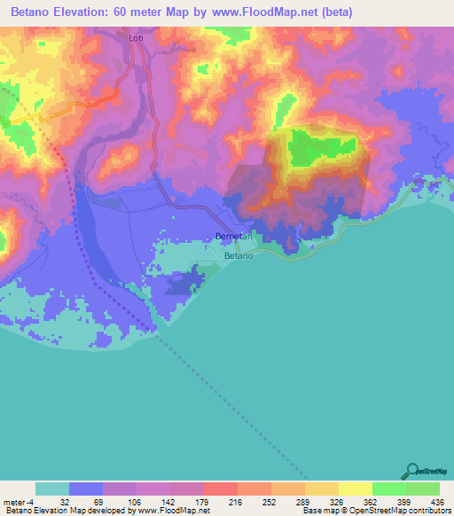 Betano,East Timor Elevation Map