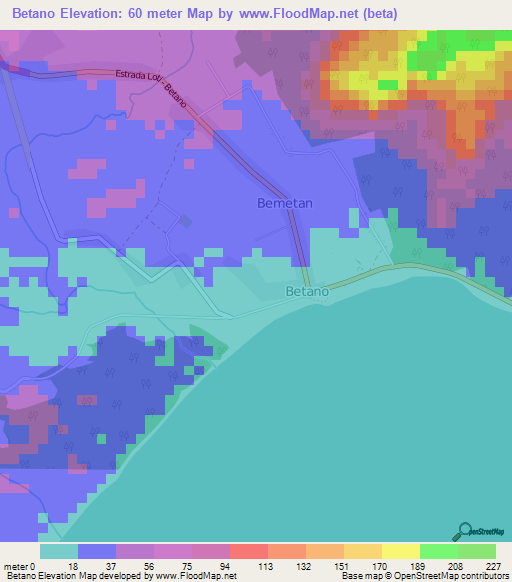 Betano,East Timor Elevation Map