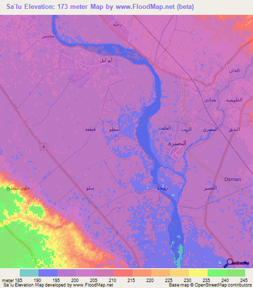 Sa`lu,Syria Elevation Map