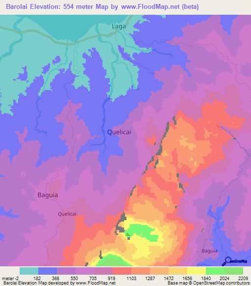 Barolai,East Timor Elevation Map