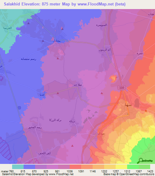 Salakhid,Syria Elevation Map