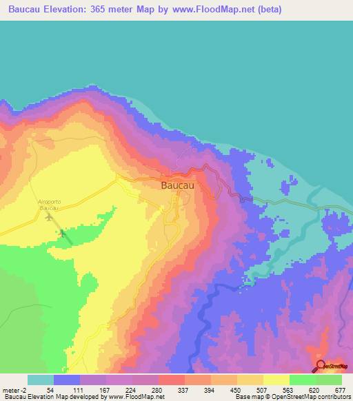 Baucau,East Timor Elevation Map