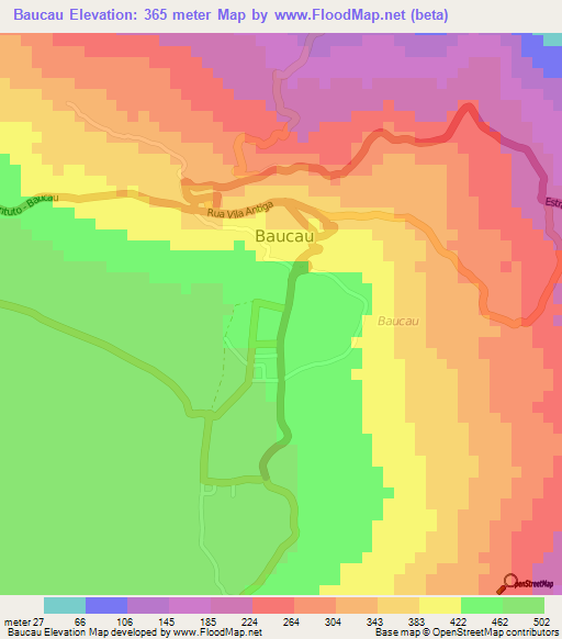 Baucau,East Timor Elevation Map