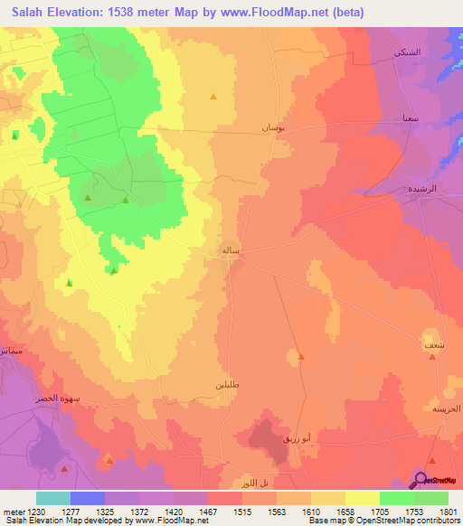 Salah,Syria Elevation Map