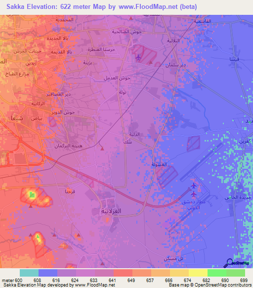 Sakka,Syria Elevation Map