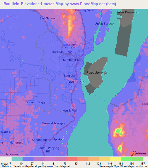 Batulicin,Indonesia Elevation Map
