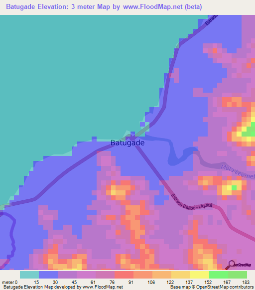 Batugade,East Timor Elevation Map