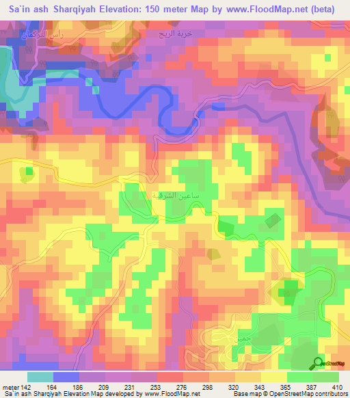 Sa`in ash Sharqiyah,Syria Elevation Map
