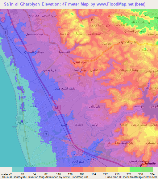 Sa`in al Gharbiyah,Syria Elevation Map