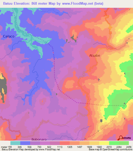 Batuu,East Timor Elevation Map