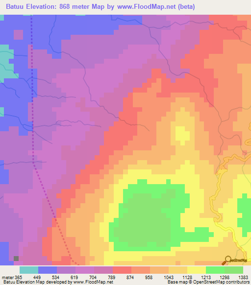 Batuu,East Timor Elevation Map
