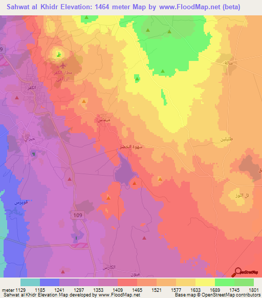 Sahwat al Khidr,Syria Elevation Map