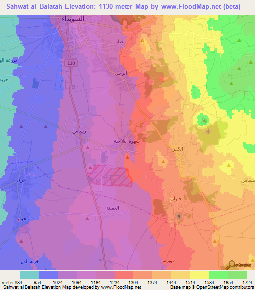 Sahwat al Balatah,Syria Elevation Map