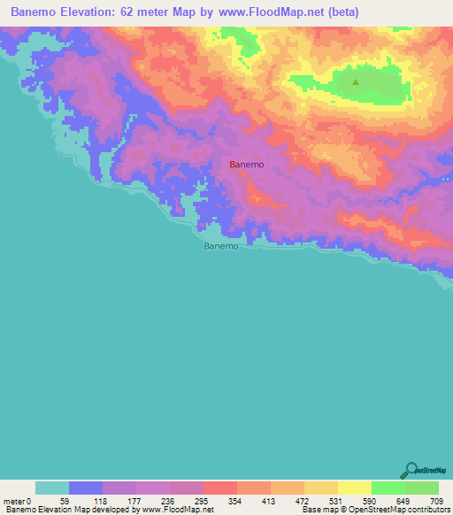 Banemo,Indonesia Elevation Map