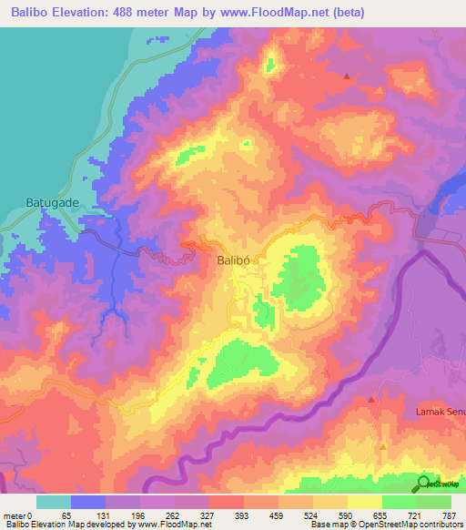 Balibo,East Timor Elevation Map