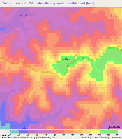 Satita,Syria Elevation Map