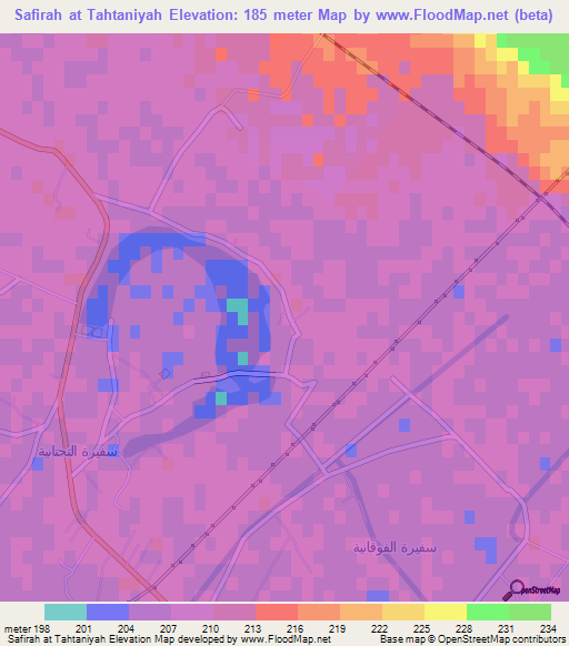 Safirah at Tahtaniyah,Syria Elevation Map
