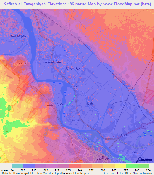 Safirah al Fawqaniyah,Syria Elevation Map