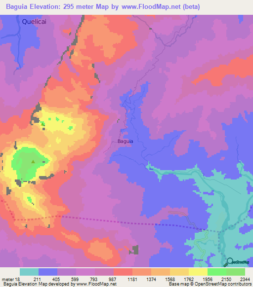 Baguia,East Timor Elevation Map
