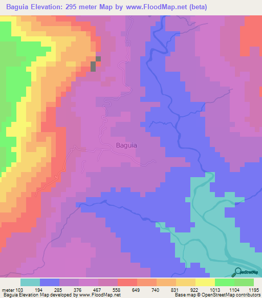 Baguia,East Timor Elevation Map