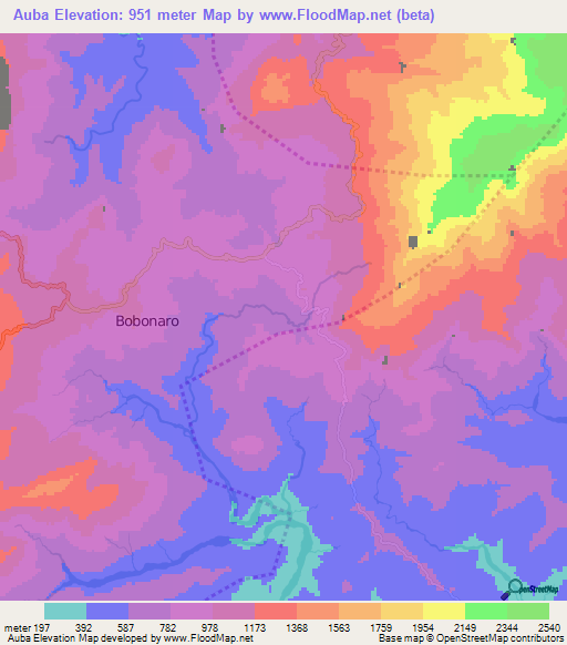 Auba,East Timor Elevation Map