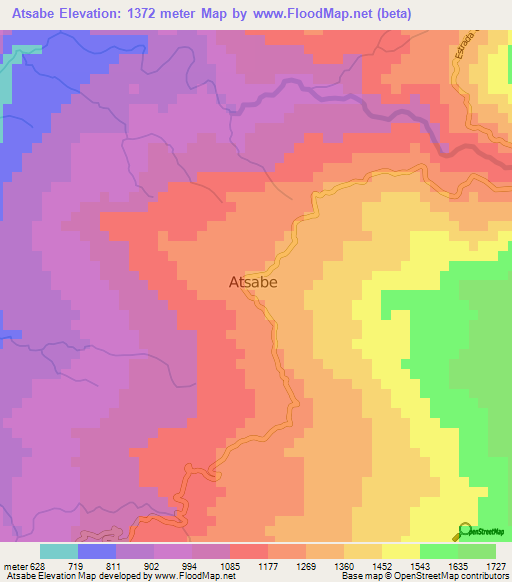 Atsabe,East Timor Elevation Map