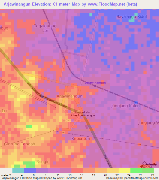 Arjawinangun,Indonesia Elevation Map