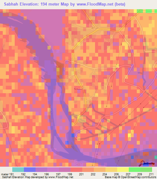 Sabhah,Syria Elevation Map