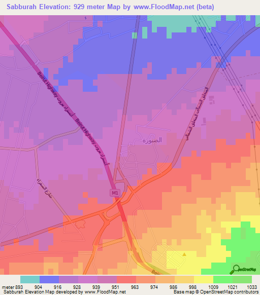 Sabburah,Syria Elevation Map