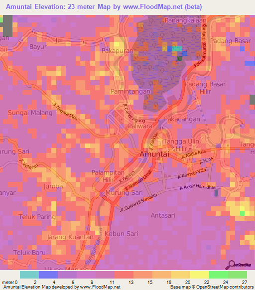 Amuntai,Indonesia Elevation Map