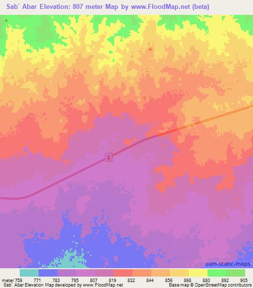 Sab` Abar,Syria Elevation Map