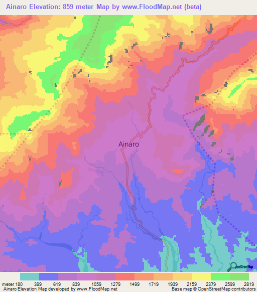 Ainaro,East Timor Elevation Map