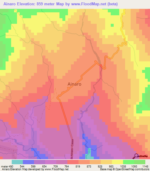 Ainaro,East Timor Elevation Map