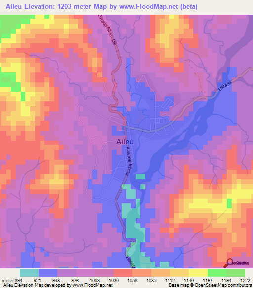 Aileu,East Timor Elevation Map