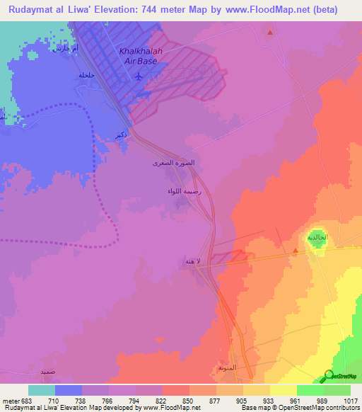 Rudaymat al Liwa',Syria Elevation Map