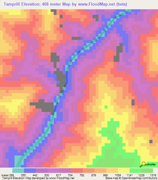Tamprill,Laos Elevation Map