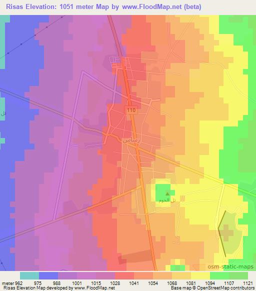 Risas,Syria Elevation Map