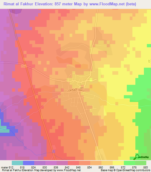 Rimat al Fakhur,Syria Elevation Map