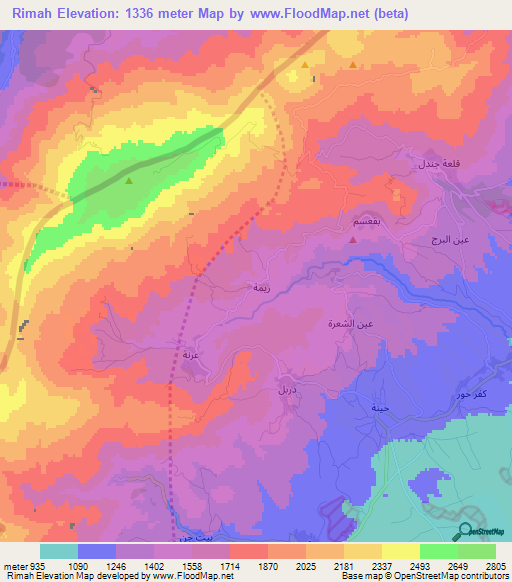Rimah,Syria Elevation Map