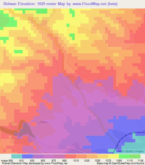 Ridwan,Syria Elevation Map